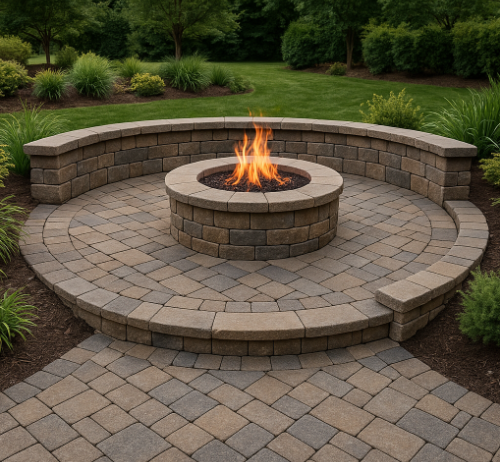 Custom Stone Patio & Fire Pit